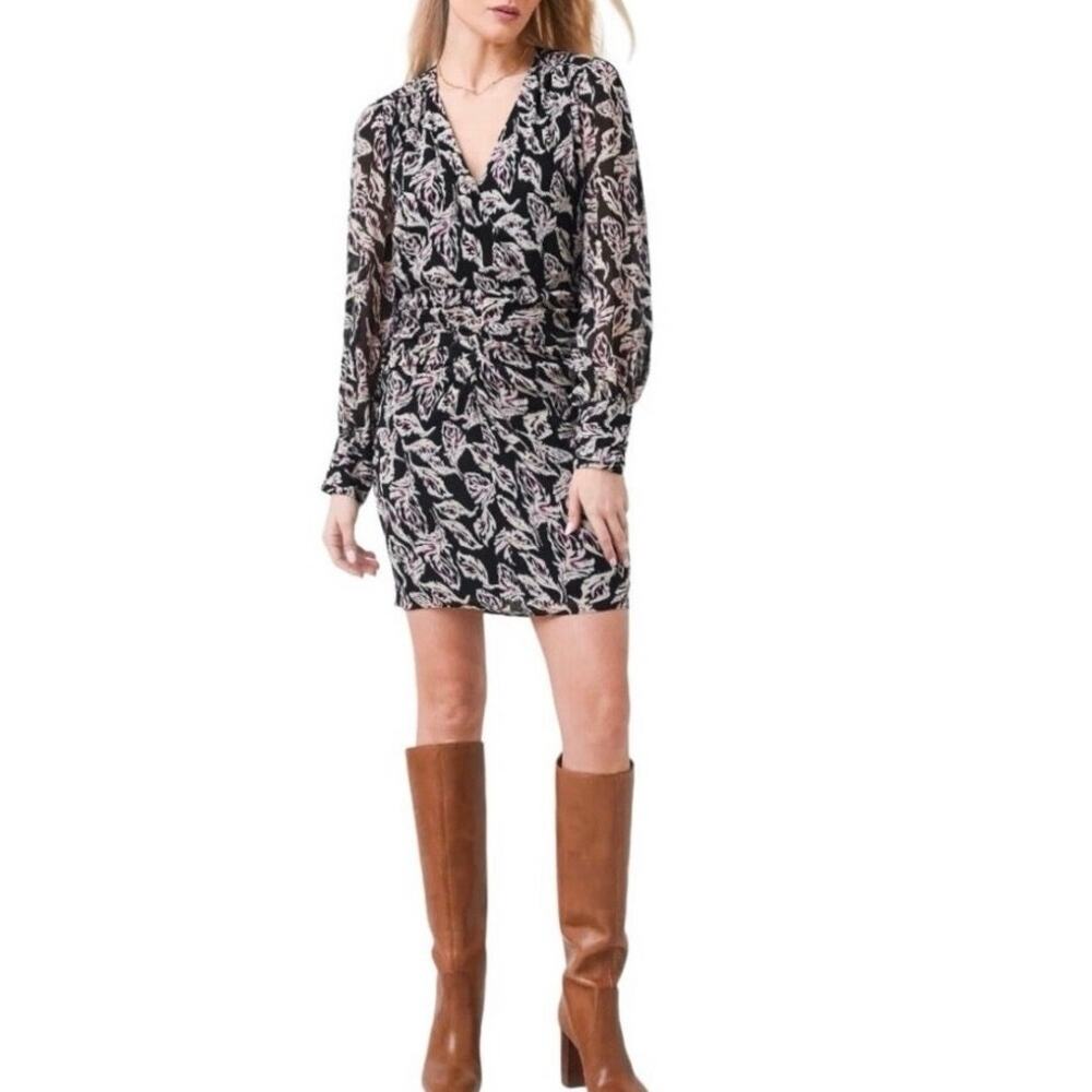 NWT! Womens BA&SH Women's Gizelle Dress Black Patterned Size L